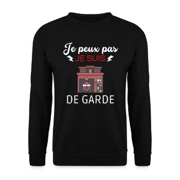 je peux pas je suis de garde pompier - Sweat-shirt Unisexe - noir - Devant - Alina (178cm) & Michal (187cm)