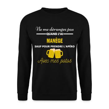 Ne me dérangez pas QUAND J'ai l'apéro manège - Sweat-shirt Unisexe - noir - Devant - Alina (178cm) & Michal (187cm)