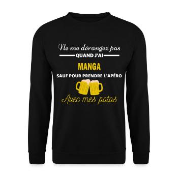 Ne me dérangez pas QUAND J'ai l'apéro manga - Sweat-shirt Unisexe - noir - Devant - Alina (178cm) & Michal (187cm)