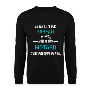 je ne suis pas parfait motarde - Sweat-shirt Unisexe - noir - Devant - Alina (178cm) & Michal (187cm)