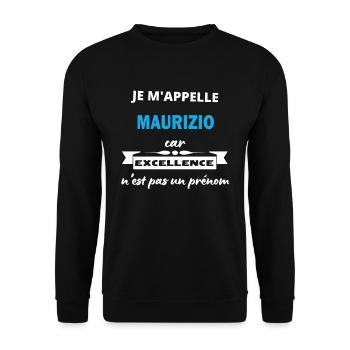 Je m'appelle excellence Maurizio - Sweat-shirt Unisexe - noir - Devant - Alina (178cm) & Michal (187cm)