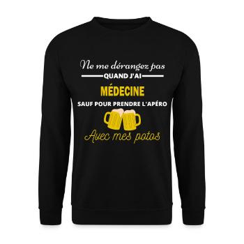 Ne me dérangez pas QUAND J'ai l'apéro médecine - Sweat-shirt Unisexe - noir - Devant - Alina (178cm) & Michal (187cm)