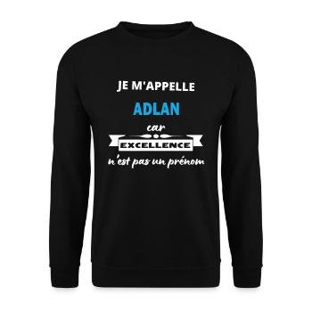 Je m'appelle excellence Adlan - Sweat-shirt Unisexe - noir - Devant - Alina (178cm) & Michal (187cm)