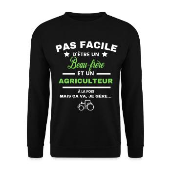 pas facile d'être agriculteur et Beau-frère - Sweat-shirt Unisexe - noir - Devant - Alina (178cm) & Michal (187cm)
