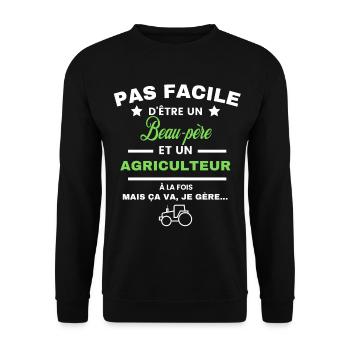 pas facile d'être agriculteur et Beau-père - Sweat-shirt Unisexe - noir - Devant - Alina (178cm) & Michal (187cm)