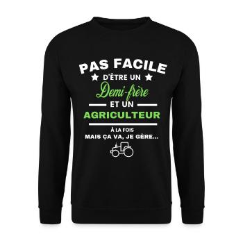 pas facile d'être agriculteur et Demi-frère - Sweat-shirt Unisexe - noir - Devant - Alina (178cm) & Michal (187cm)