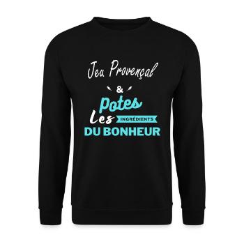 potes les ingrédients du bonheur Jeu Provençal - Sweat-shirt Unisexe - noir - Devant - Alina (178cm) & Michal (187cm)