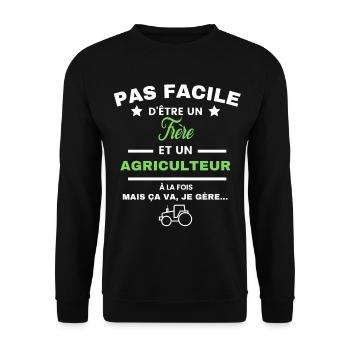 pas facile d'être agriculteur et Frère - Sweat-shirt Unisexe - noir - Devant - Alina (178cm) & Michal (187cm)
