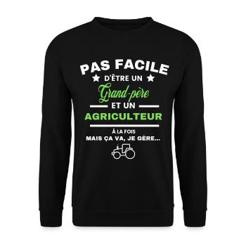 pas facile d'être agriculteur et Grand-père - Sweat-shirt Unisexe - noir - Devant - Alina (178cm) & Michal (187cm)