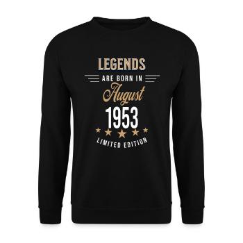 Legenden werden im August 1953 geboren - Unisex Pullover - Schwarz - Vorne - Alina (178cm) & Michal (187cm)