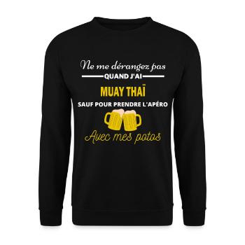 Ne me dérangez pas QUAND J'ai l'apéro muay thaï - Sweat-shirt Unisexe - noir - Devant - Alina (178cm) & Michal (187cm)