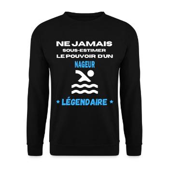 ne jamais sous estimer légendaire NAGEUR - Sweat-shirt Unisexe - noir - Devant - Alina (178cm) & Michal (187cm)