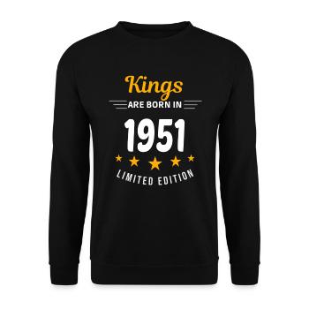 Kings SIND GEBOREN IM JAHR 1951 - Unisex Pullover - Schwarz - Vorne - Alina (178cm) & Michal (187cm)