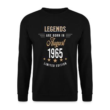 Legenden werden im August 1965 geboren - Unisex Pullover - Schwarz - Vorne - Alina (178cm) & Michal (187cm)