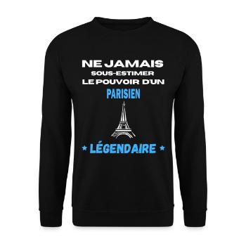 ne jamais sous estimer légendaire PARISIEN - Sweat-shirt Unisexe - noir - Devant - Alina (178cm) & Michal (187cm)