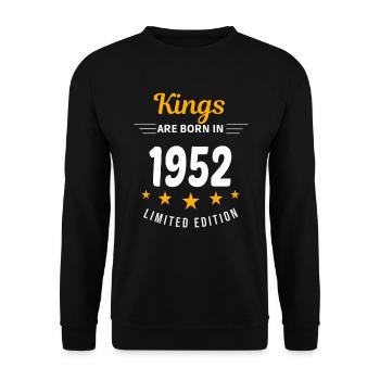 Kings ARE BORN IN 1952 - Unisex Sweatshirt - black - Front - Alina (178cm) & Michal (187cm)