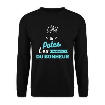 potes les ingrédients du bonheur L’Aid - Sweat-shirt Unisexe - noir - Devant - Alina (178cm) & Michal (187cm)