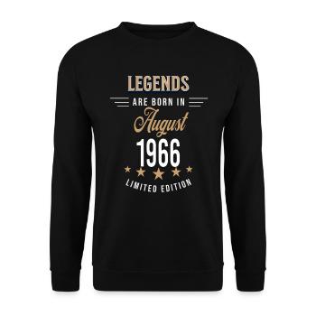 Legends werden im August 1966 geboren - Unisex Pullover - Schwarz - Vorne - Alina (178cm) & Michal (187cm)