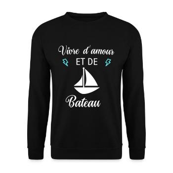 Vivre d'amour et de BATEAU - Sweat-shirt Unisexe - noir - Devant - Alina (178cm) & Michal (187cm)