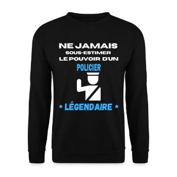 ne jamais sous estimer légendaire Policier - Sweat-shirt Unisexe - noir - Devant - Alina (178cm) & Michal (187cm)