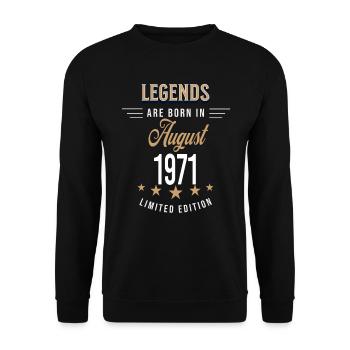 Legends werden im August 1971 geboren - Unisex Pullover - Schwarz - Vorne - Alina (178cm) & Michal (187cm)