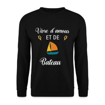 Vivre d'amour et de BATEAU - Sweat-shirt Unisexe - noir - Devant - Alina (178cm) & Michal (187cm)