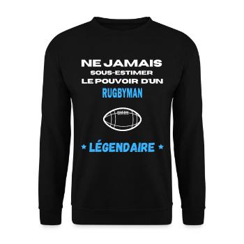 ne jamais sous estimer légendaire Rugbyman - Sweat-shirt Unisexe - noir - Devant - Alina (178cm) & Michal (187cm)