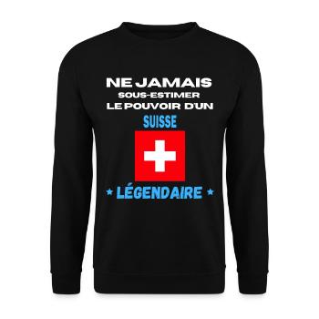 ne jamais sous estimer légendaire SUISSE - Sweat-shirt Unisexe - noir - Devant - Alina (178cm) & Michal (187cm)