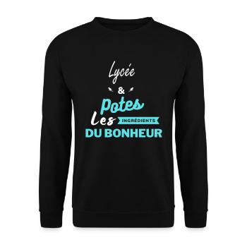 potes les ingrédients du bonheur Lycée - Sweat-shirt Unisexe - noir - Devant - Alina (178cm) & Michal (187cm)