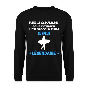 ne jamais sous estimer légendaire surfeur - Sweat-shirt Unisexe - noir - Devant - Alina (178cm) & Michal (187cm)