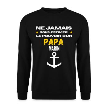 ne jamais sous estimer Marin papa - Sweat-shirt Unisexe - noir - Devant - Alina (178cm) & Michal (187cm)