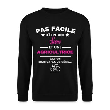 pas facile d'être agricultrice et Sœur - Sweat-shirt Unisexe - noir - Devant - Alina (178cm) & Michal (187cm)