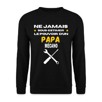 ne jamais sous estimer Mécano papa - Sweat-shirt Unisexe - noir - Devant - Alina (178cm) & Michal (187cm)