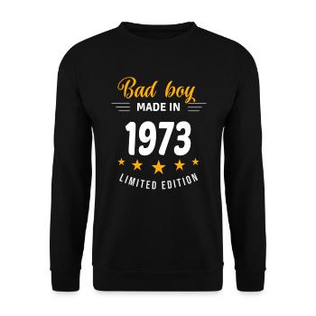Bad boy réalisé en 1973 - Sweat-shirt Unisexe - noir - Devant - Alina (178cm) & Michal (187cm)