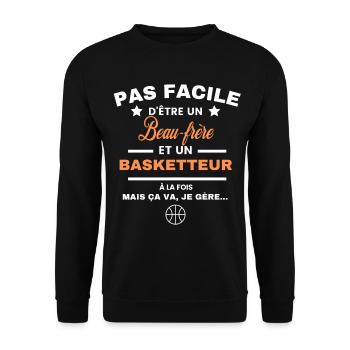 pas facile d'être basketteur et Beau-frère - Sweat-shirt Unisexe - noir - Devant - Alina (178cm) & Michal (187cm)