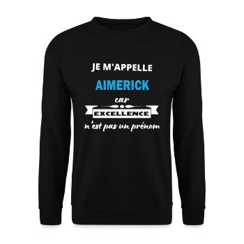 Je m'appelle excellence Aimerick - Sweat-shirt Unisexe - noir - Devant - Alina (178cm) & Michal (187cm)