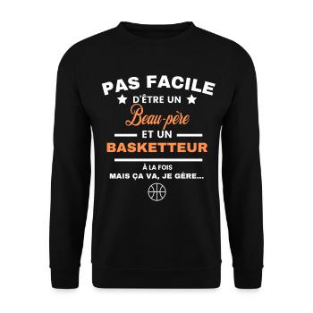 pas facile d'être basketteur et Beau-père - Sweat-shirt Unisexe - noir - Devant - Alina (178cm) & Michal (187cm)