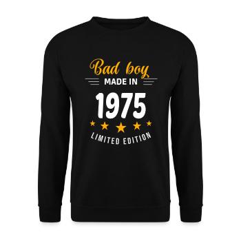 Bad Boy aus dem Jahr 1975 - Unisex Pullover - Schwarz - Vorne - Alina (178cm) & Michal (187cm)