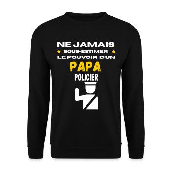 ne jamais sous estimer Policier papa - Sweat-shirt Unisexe - noir - Devant - Alina (178cm) & Michal (187cm)