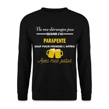 Ne me dérangez pas QUAND J'ai l'apéro parapente - Sweat-shirt Unisexe - noir - Devant - Alina (178cm) & Michal (187cm)