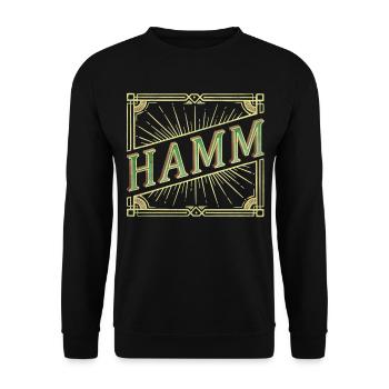 Hamm Deutschland Stadt Schrift Vintage Retro - Unisex Pullover - Schwarz - Vorne - Alina (178cm) & Michal (187cm)