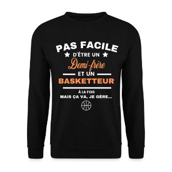 pas facile d'être basketteur et Demi-frère - Sweat-shirt Unisexe - noir - Devant - Alina (178cm) & Michal (187cm)