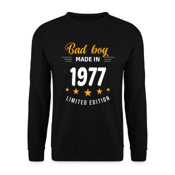 Bad boy réalisé en 1977 - Sweat-shirt Unisexe - noir - Devant - Alina (178cm) & Michal (187cm)