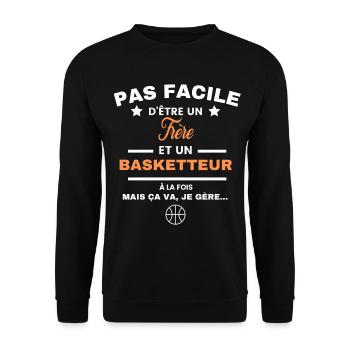 pas facile d'être basketteur et Frère - Sweat-shirt Unisexe - noir - Devant - Alina (178cm) & Michal (187cm)