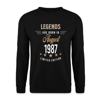 Legends werden im August 1987 geboren - Unisex Pullover - Schwarz - Vorne - Alina (178cm) & Michal (187cm)