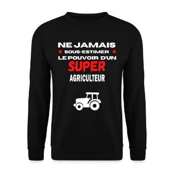 ne jamais sous estimer super agriculteur - Sweat-shirt Unisexe - noir - Devant - Alina (178cm) & Michal (187cm)
