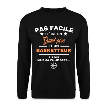 pas facile d'être basketteur et Grand-père - Sweat-shirt Unisexe - noir - Devant - Alina (178cm) & Michal (187cm)