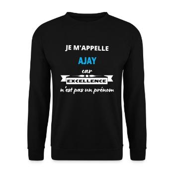 Je m'appelle excellence Ajay - Sweat-shirt Unisexe - noir - Devant - Alina (178cm) & Michal (187cm)