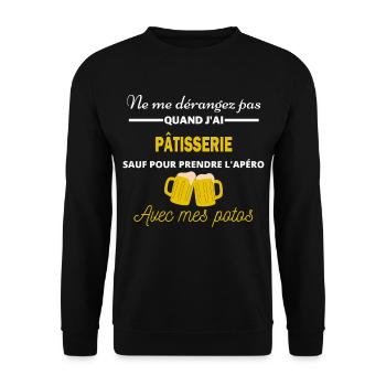 Ne me dérangez pas QUAND J'ai l'apéro pâtisserie - Sweat-shirt Unisexe - noir - Devant - Alina (178cm) & Michal (187cm)