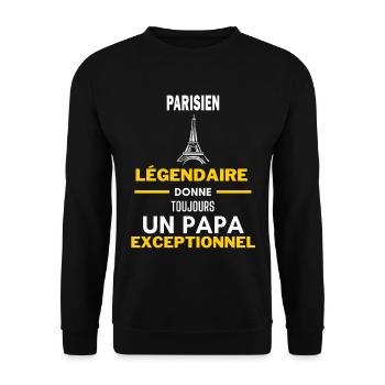 légendaire papa exceptionnel - humour PARISIEN - Sweat-shirt Unisexe - noir - Devant - Alina (178cm) & Michal (187cm)